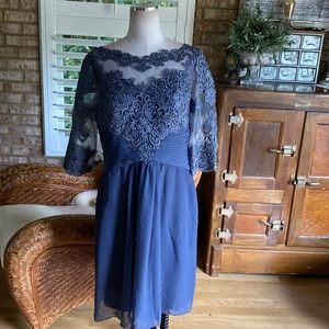 JJ'S HOUSE Sheath/Column Scoop Knee-Length Chiffon Lace Cocktail Dress PLUS 16